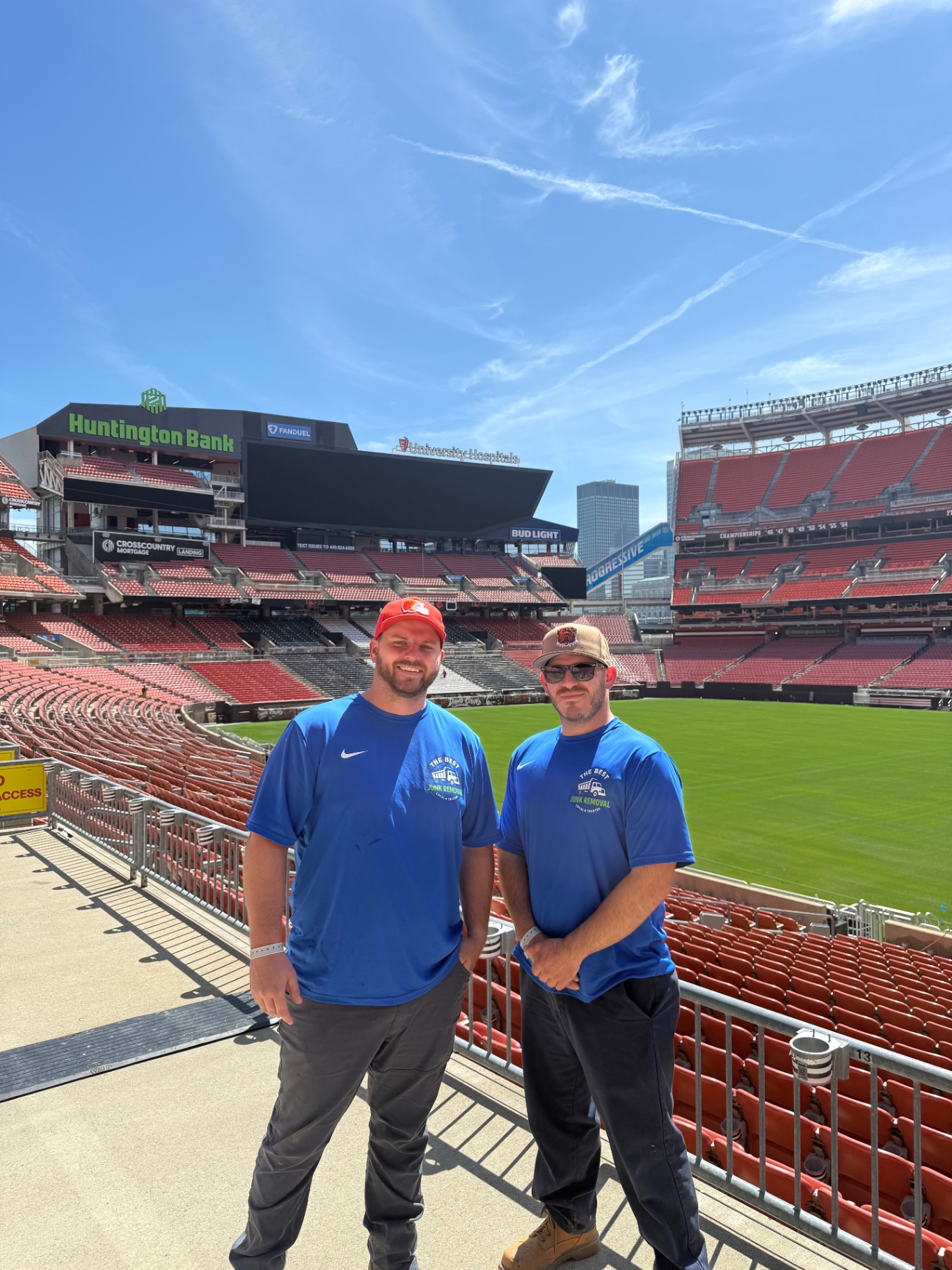 TheBestJunk team at Huntington Bank Field in downtown Cleveland — proudly local Northeast Ohio junk removal company